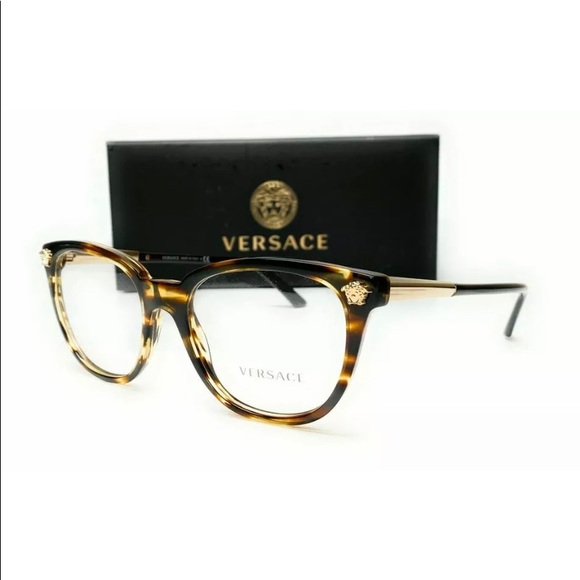 Versace VE3242 5202 Striped Havana Eyeglasses 54mm - Picture 4 of 7